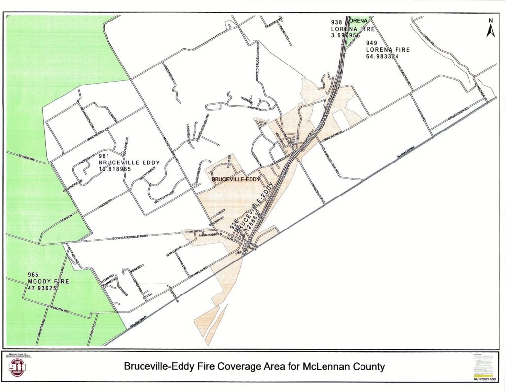 Bruceville Eddy Fire Coverage Map